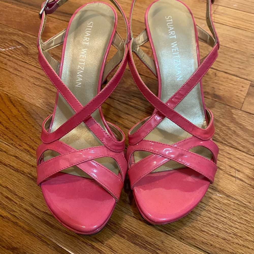 Stuart Weitzman Women's Vibrant Patent Leather Pink High Heels